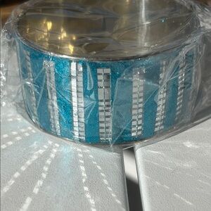 Disco Ball New Years Teal Glitter Silver Party sparkling Bangle Bracelet 🆕